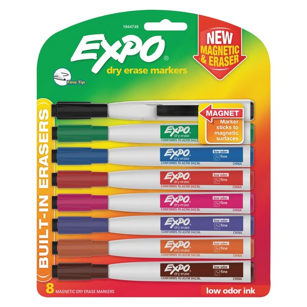 Expo Magnetic Dry Erase Marker, Fine Bullet Tip, Assorted Colors, PK8 1944748
